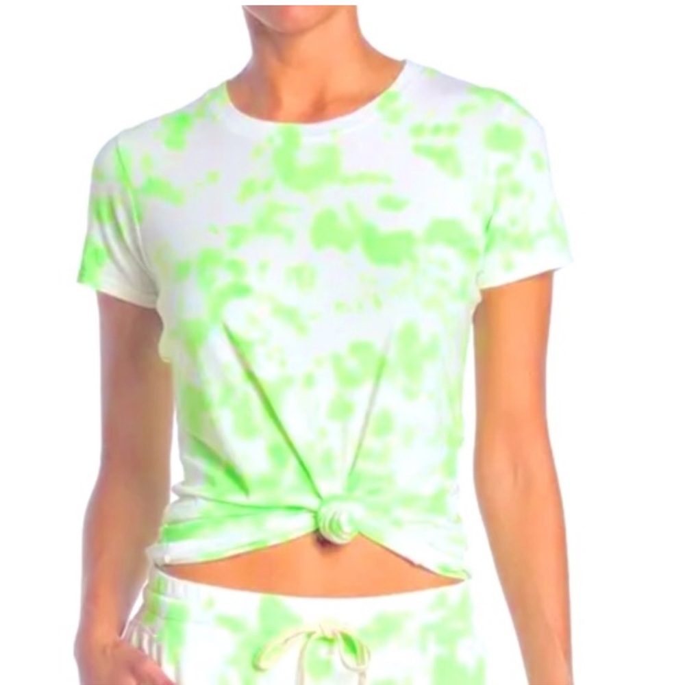 Sundry Neon Green & White Tie Dye T-Shirt Festival Athleisure Lightweight